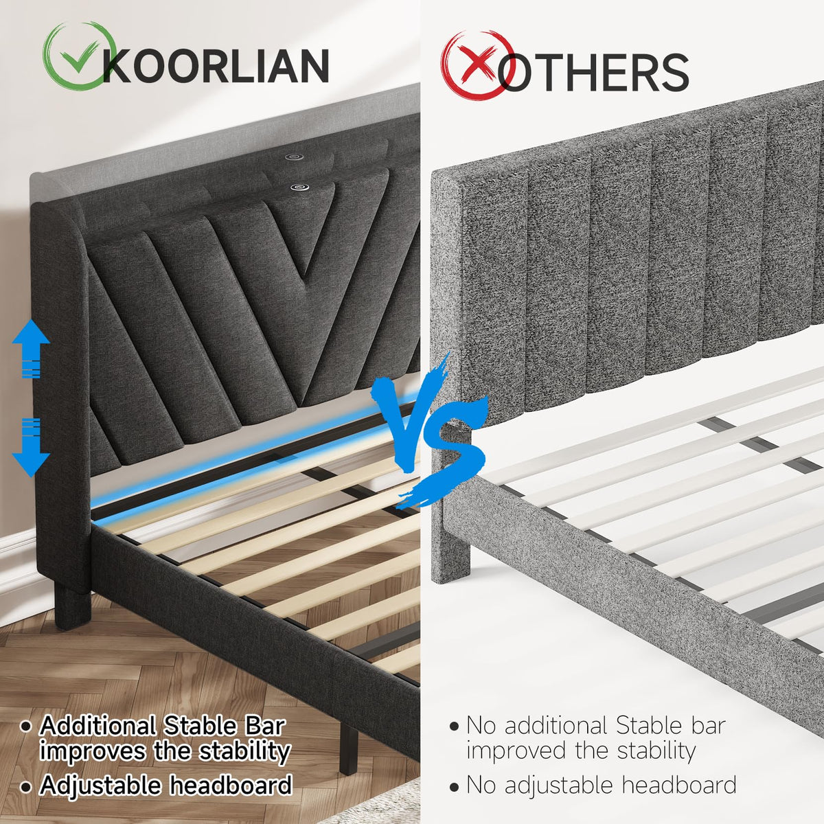 Queen Upholstered Platform Bed Frame with Storage Headboard P323046