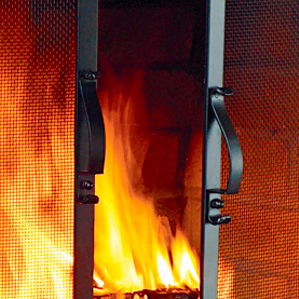 Black Metal Fireplace Screen with Hinged Doors T236759