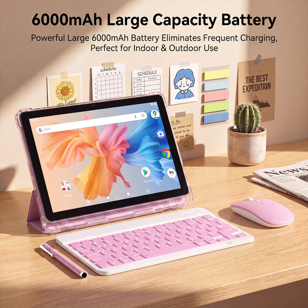 10 Inch 2 in 1 Tablet with Keyboard Kit & Case Pink J495