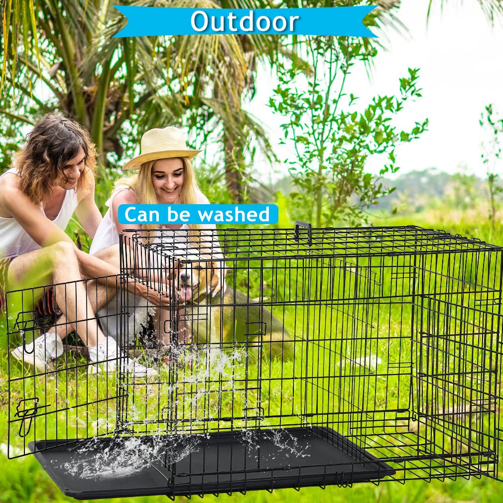 Folding Metal Dog Crate with Divider and Tray T513754