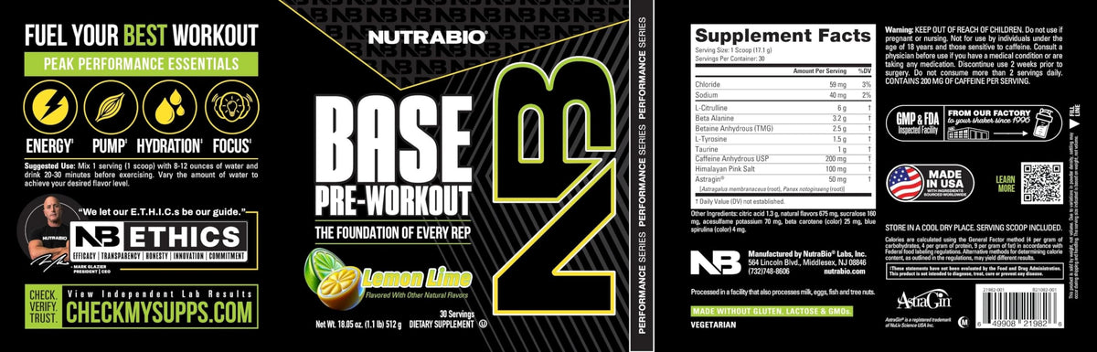 Sugar Free Pre-Workout Powder 30 Servings Lemon Lime X68243