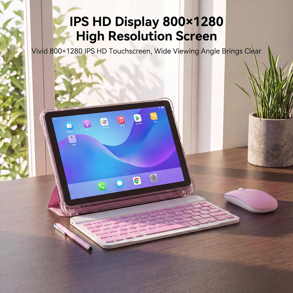 10 Inch 2 in 1 Tablet with Keyboard Kit & Case Pink J495
