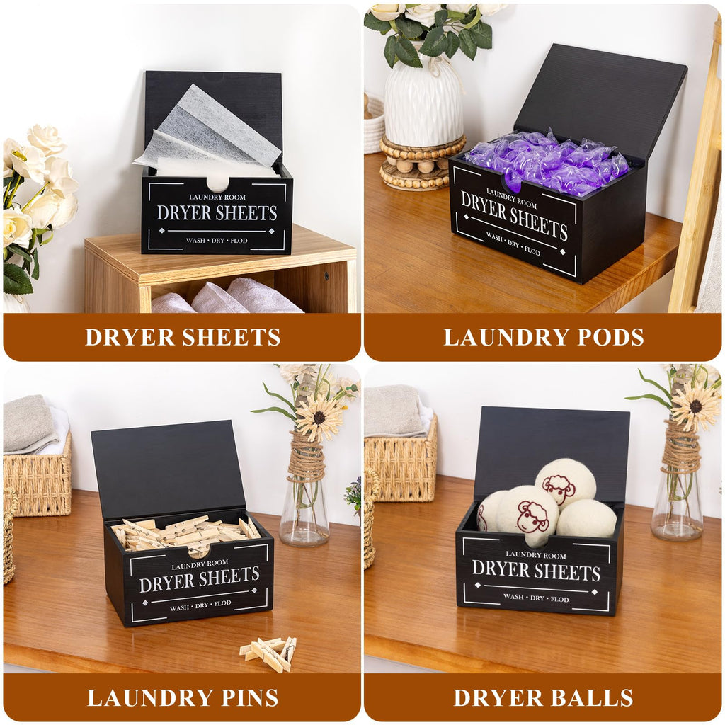 Black Dryer Sheet Holder with Lid H167