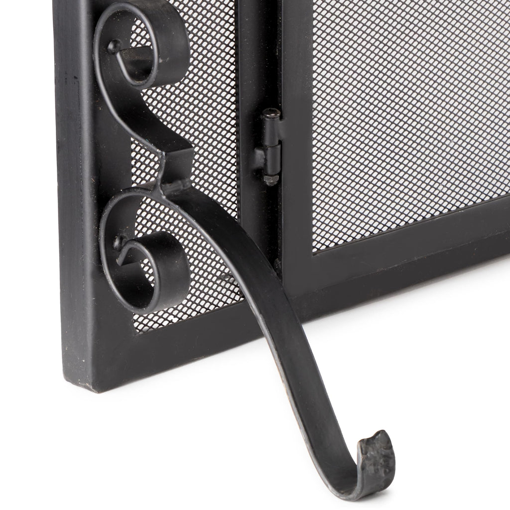 Black Metal Fireplace Screen with Hinged Doors T236759