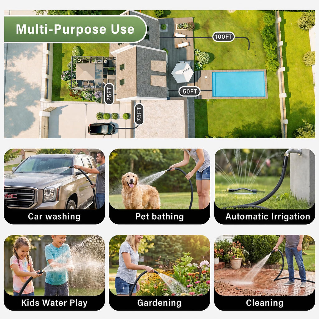 3/4" x 100ft 5-Layer Heavy Duty Brass Rubber Garden Hose M527930