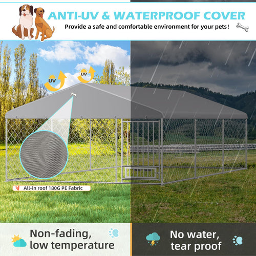 20'x10' Outdoor Dog Kennel with Roof M311