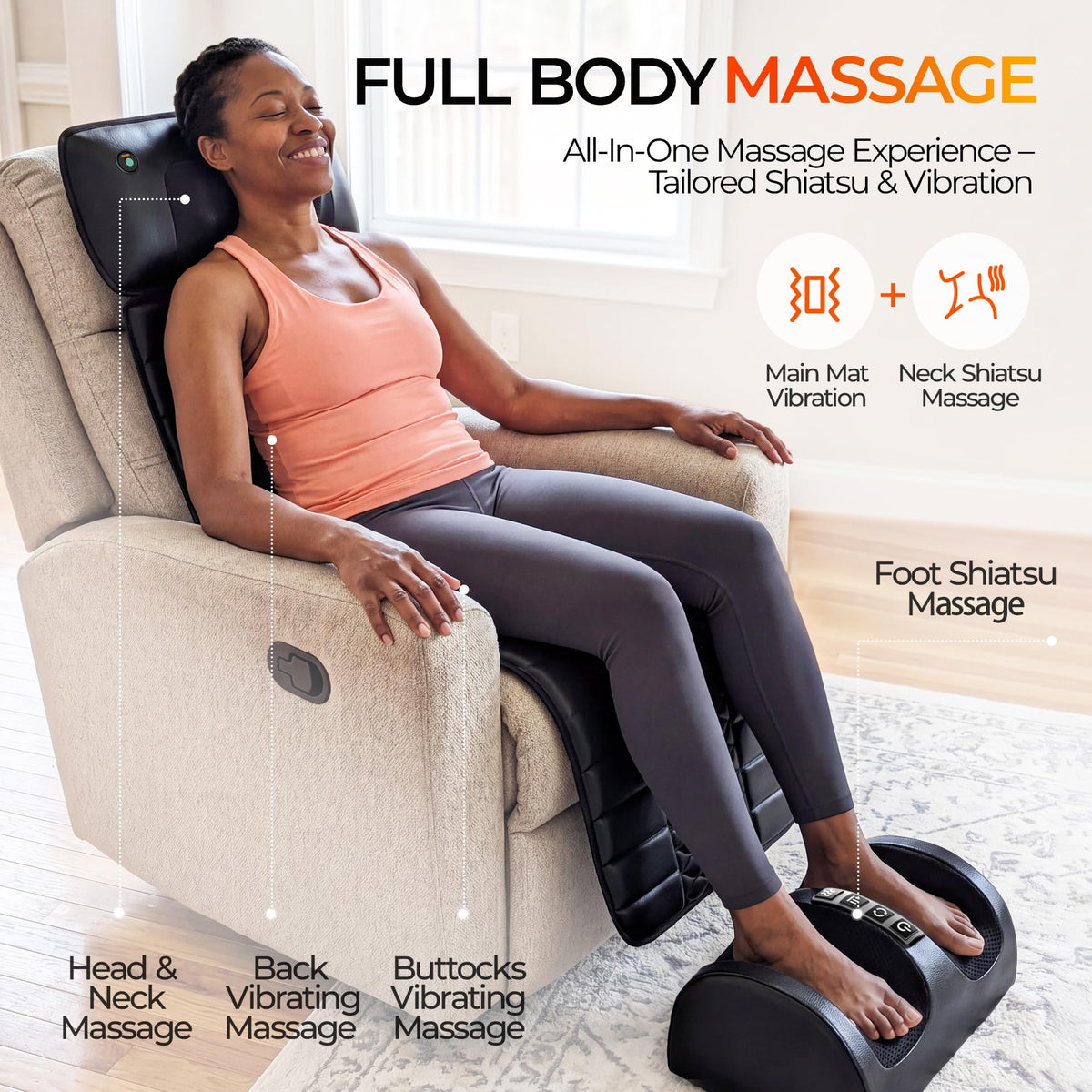 10 Motors Vibrating Heating Full Body Massage Mat X882
