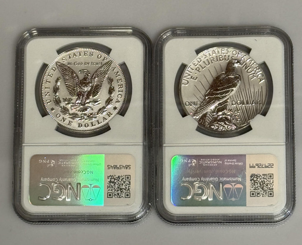 Morgan and Peace Silver Dollar 2 Coin Set F499