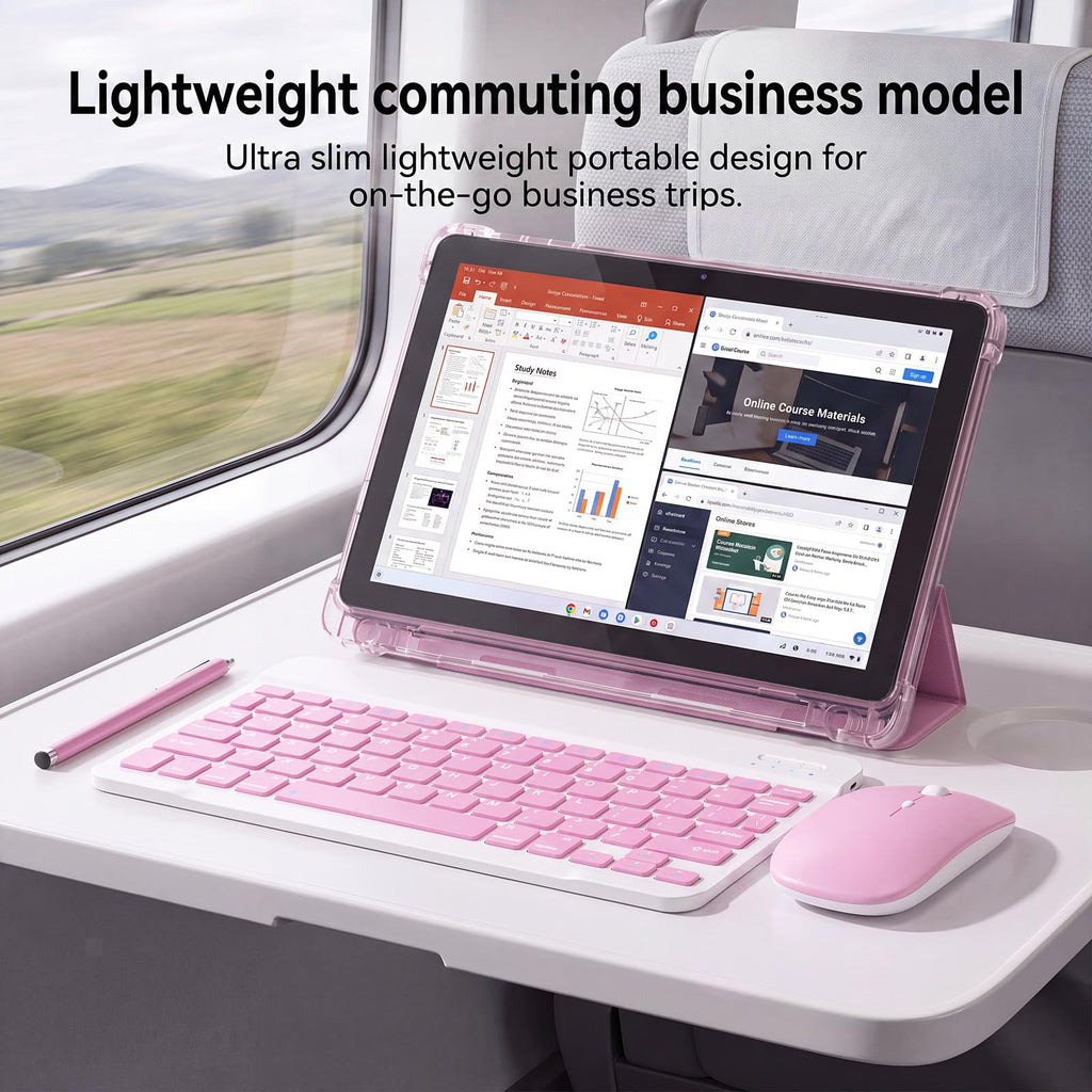 10 Inch 2 in 1 Tablet with Keyboard Kit & Case Pink J495