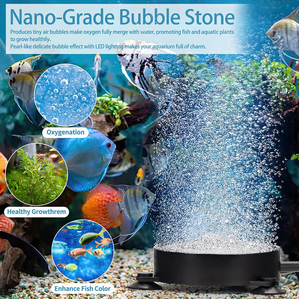 2 Inch LED Air Bubble Stone Disk with Air Tubing Y89701