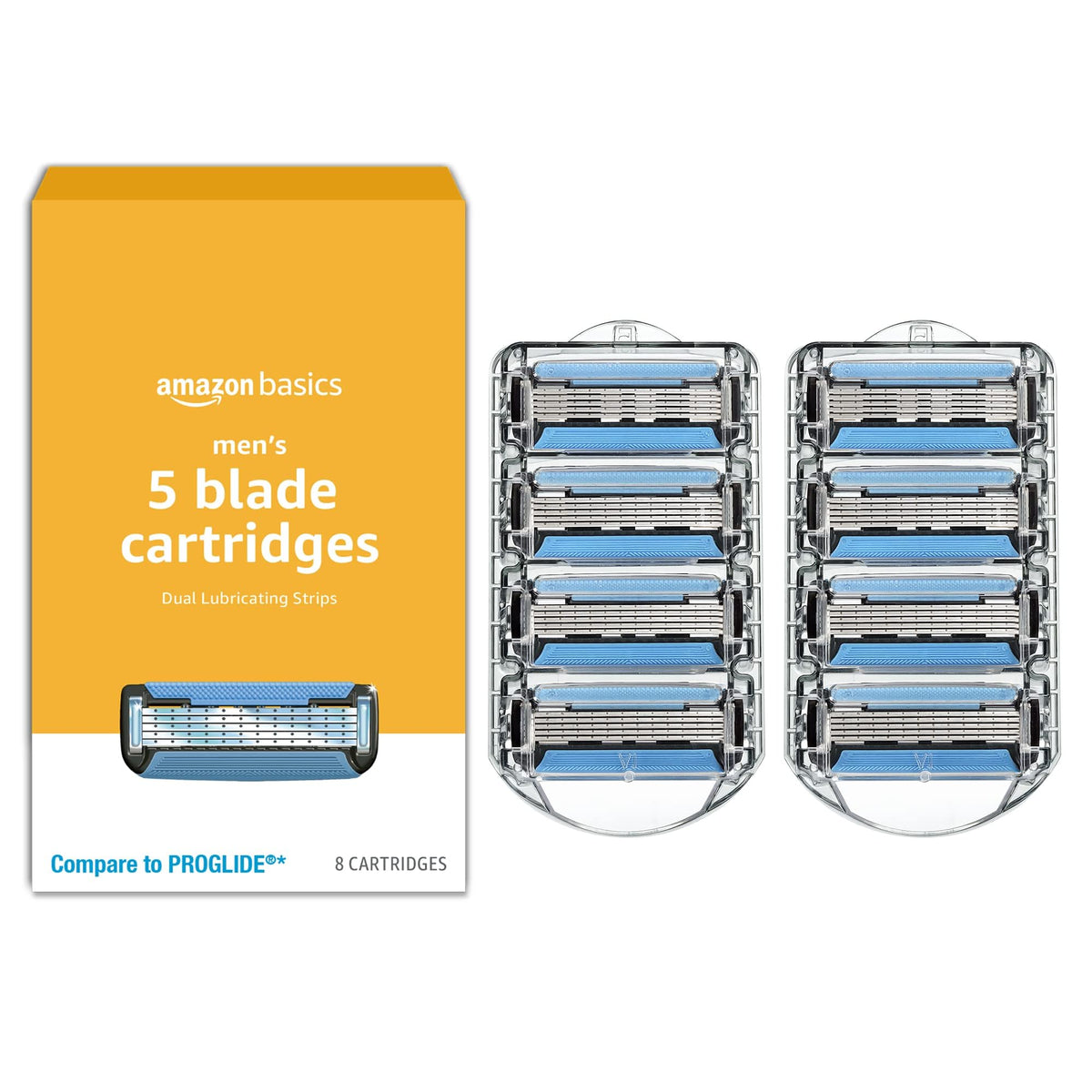 5-Blade Razor Blade Refills with Dual Lubrication, 8 Cartridges K303570