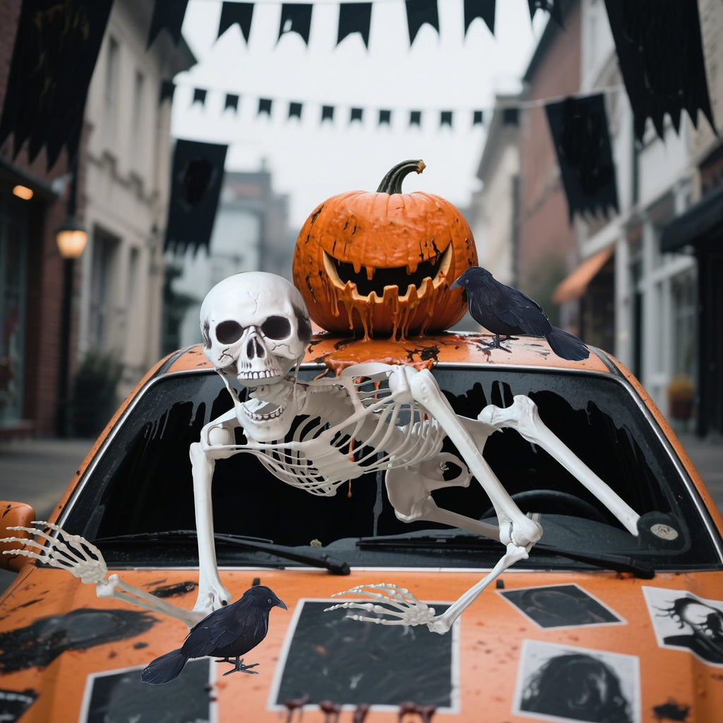5.4ft/165cm Halloween Skeleton with Crows Movable Joints L5725
