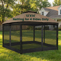 12' x 14' 4-Panel Gazebo Mosquito Netting with Zippers, Black U453