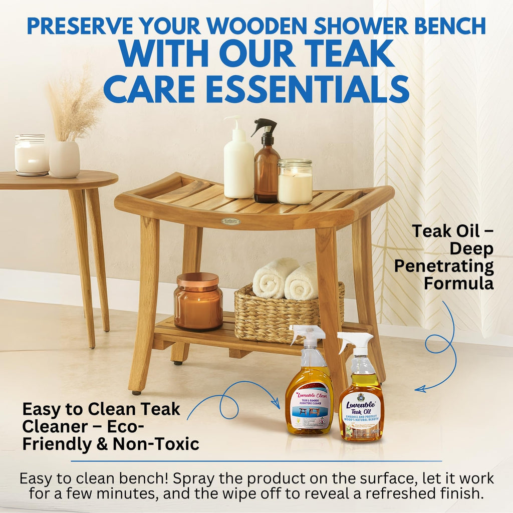 30-Inch Teak Shower Bench with Shelf B761366