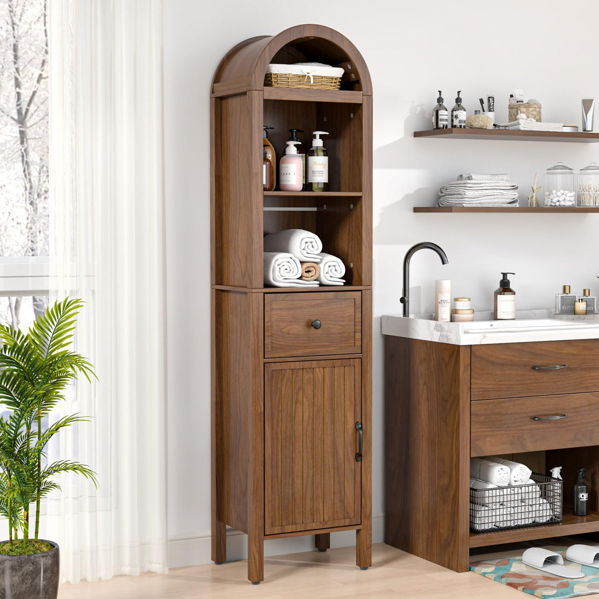 64" Tall Bathroom Storage Cabinet with Adjustable Shelves K27535