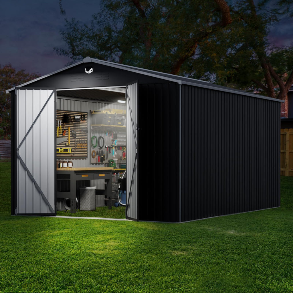 10x14 Metal Storage Shed with Lockable Doors F583