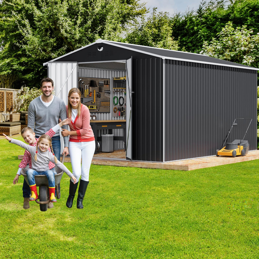 10x14 Metal Storage Shed with Lockable Doors F583