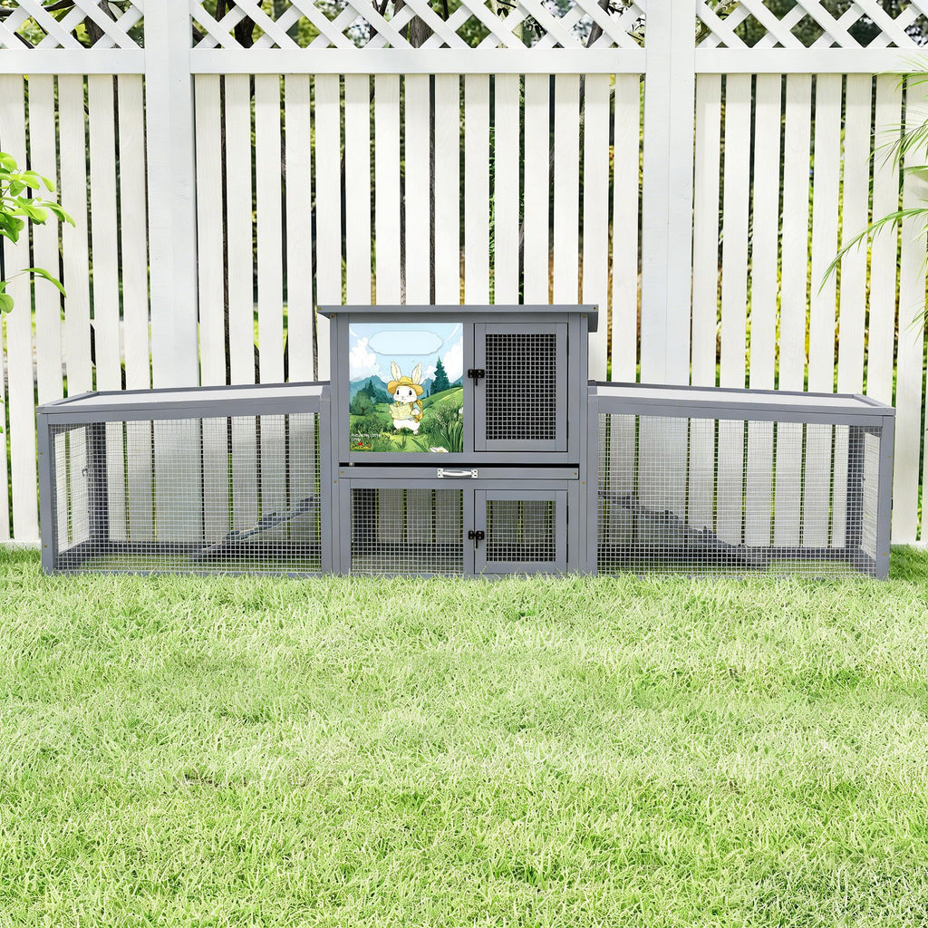 Extra Large Wood Rabbit Hutch with Cleaning Tray P149