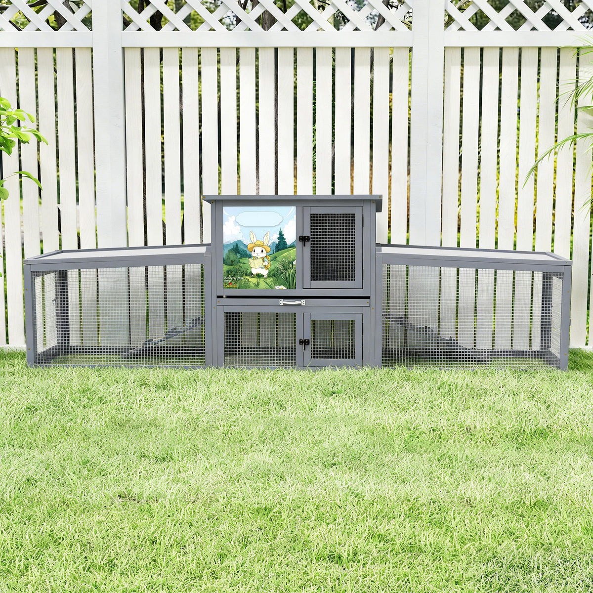 Extra Large Wood Rabbit Hutch with Cleaning Tray P149