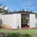 10' x 14' White Waterproof Metal Outdoor Storage Shed U939413