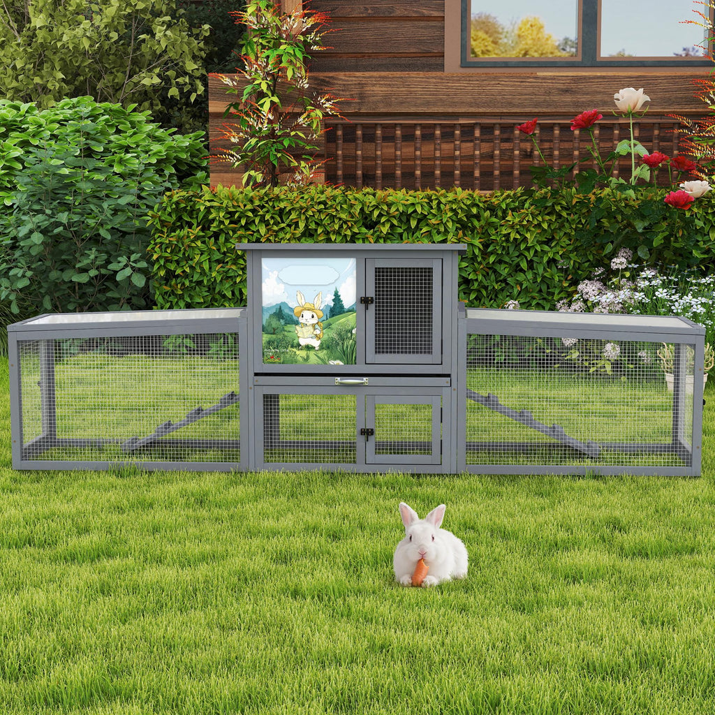 Extra Large Wood Rabbit Hutch with Cleaning Tray P149